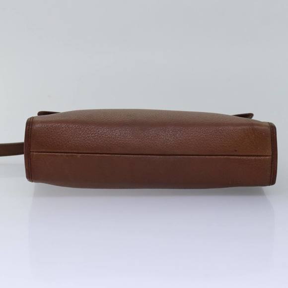 Burberrys Clutch Bag Leather Brown Auth bs14953